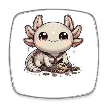 Kawaii Steampunk Axolotl Fantasy Axolotl Lover - Viereckiger Kühlschrankmagnet - Weiß - Vorne