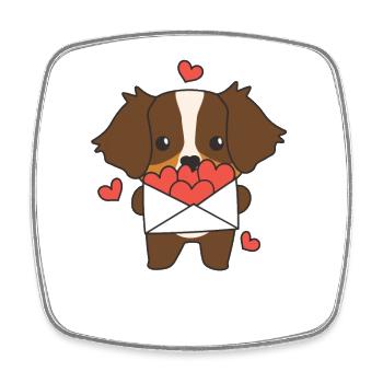 Berger australien Saint-Valentin animaux mignons - Magnet carré - blanc - Devant
