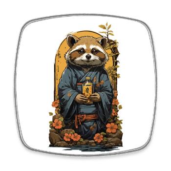 Chien viverrin mignon saké japonais Art Vintage - Magnet carré - blanc - Devant