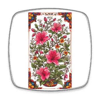 Deco Floral Vintage Aesthetic Streetwear Design - Square fridge magnet - white - Front