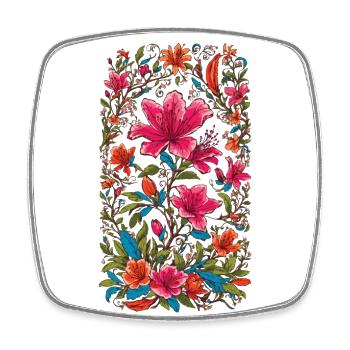 Aesthetic Floral Decoration Vintage Streetwear Design - Square fridge magnet - white - Front