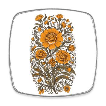 Tagetes Décoration Florale Esthétique Design Vintage - Magnet carré - blanc - Devant