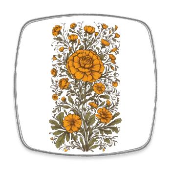 Tagetes Floral Decoration Aesthetic Vintage Streetwear - Square fridge magnet - white - Front