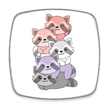 cupioromantic Flag Pride LGBTQ Cute Raccoon - Square fridge magnet - white - Front