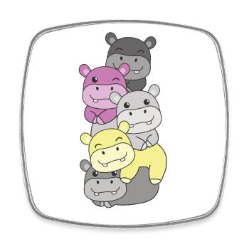 Perigirl Flag Pride LGBTQ süßer Hippo Stapel - Viereckiger Kühlschrankmagnet - Weiß - Vorne