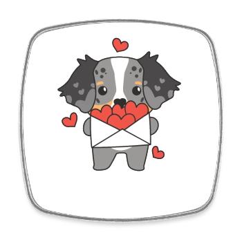 Berger australien Saint-Valentin animaux mignons - Magnet carré - blanc - Devant
