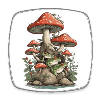 Nature Vintage Frog Design Streetwear Aesthetic - Square fridge magnet - white - Front