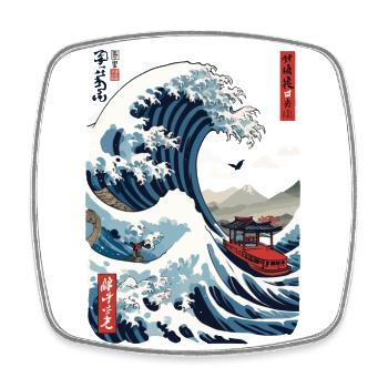 Japan Ukiyo-E Style Kapitän Segelboot Vintage - Viereckiger Kühlschrankmagnet - Weiß - Vorne