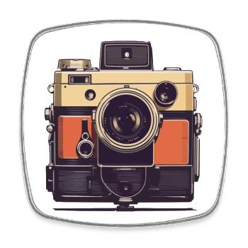 Appareil photo Vintage esthétique photographe rétro - Magnet carré - blanc - Devant