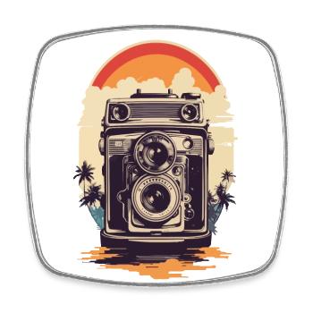 Appareil photo Vintage esthétique photographe rétro - Magnet carré - blanc - Devant