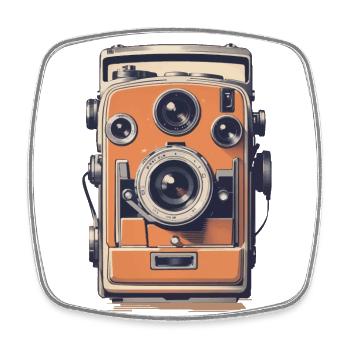 Vintage Photo Camera Aesthetic Retro Camera - Square fridge magnet - white - Front