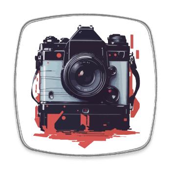 Appareil photo Vintage esthétique photographe rétro - Magnet carré - blanc - Devant