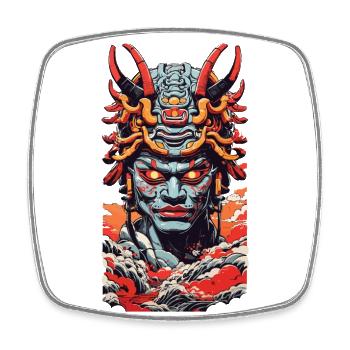 Esthétique Yokai Oni Ukiyo-E Japon Démon Design - Magnet carré - blanc - Devant