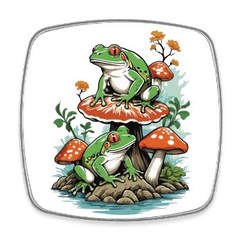 Der Frosch Streetwear Aesthetic Vintage Design - Viereckiger Kühlschrankmagnet - Weiß - Vorne