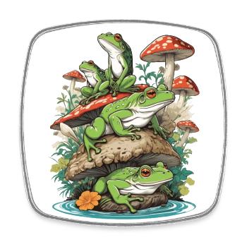 Frosch Streetwear Aesthetic Vintage Design - Viereckiger Kühlschrankmagnet - Weiß - Vorne
