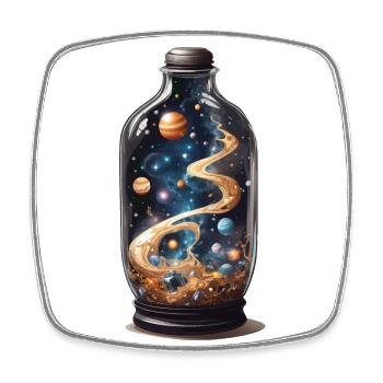 Outer Space in Bottle Boho Aesthetic Streetwear - Square fridge magnet - white - Front