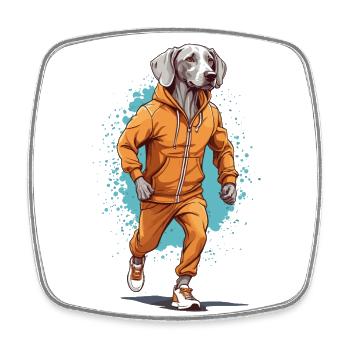Weimaraner Streetwear Joggen Ästhetischer Fitness - Viereckiger Kühlschrankmagnet - Weiß - Vorne