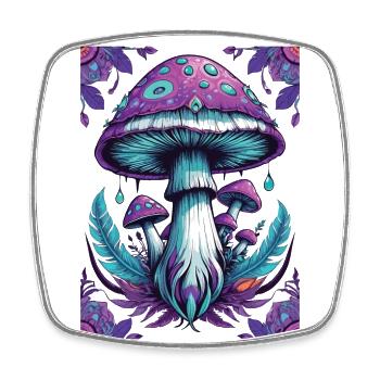 Illumination spirituelle du mandala du champignon - Magnet carré - blanc - Devant
