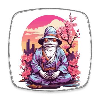 Asia Frog Streetwear Aesthetic Design - Square fridge magnet - white - Front