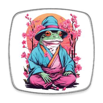 Asiatisch Frosch Streetwear Aesthetic Vintage - Viereckiger Kühlschrankmagnet - Weiß - Vorne