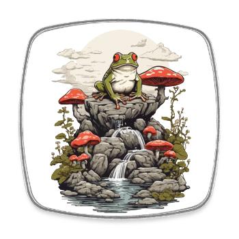Goblincore Frosch Streetwear Aesthetic Vintage - Viereckiger Kühlschrankmagnet - Weiß - Vorne