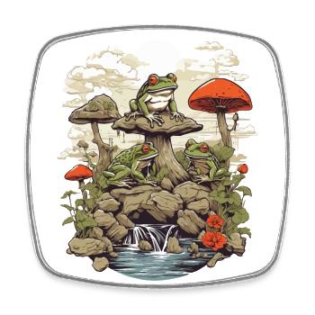 Der Frosch Streetwear Aesthetic Vintage Design - Viereckiger Kühlschrankmagnet - Weiß - Vorne