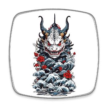 Seeungeheuer Japanischer Dämon Yokai Style - Viereckiger Kühlschrankmagnet - Weiß - Vorne