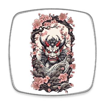 Kirschblüten Yokai Oni Japanischer Dämon Design - Viereckiger Kühlschrankmagnet - Weiß - Vorne