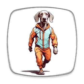 Weimaraner Streetwear Joggen Ästhetischer Fitness - Viereckiger Kühlschrankmagnet - Weiß - Vorne