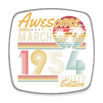Mars 1954 Vintage Anniversaire Vintage Rétro - Magnet carré - blanc - Devant