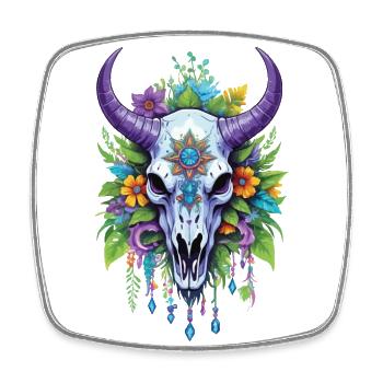 Spiritual Mandala with Bull Skull - Square fridge magnet - white - Front