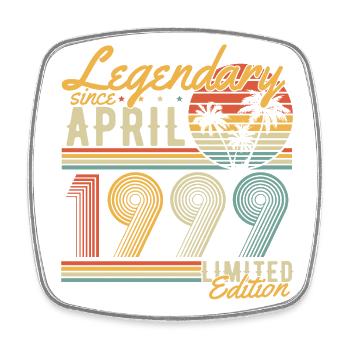 Legendary since April 1999 Vintage Birthday - Square fridge magnet - white - Front