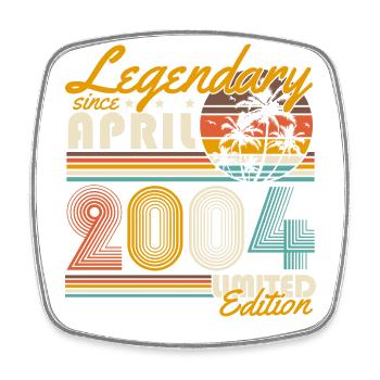 Legendär seit April 2004 Jahrgang Geburtstag - Viereckiger Kühlschrankmagnet - Weiß - Vorne