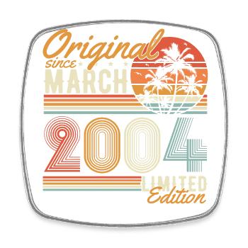 March 2004 Vintage Birthday Vintage Gift - Square fridge magnet - white - Front