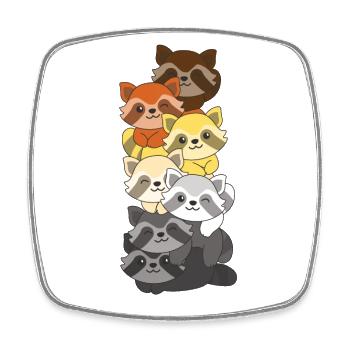 Bear Brotherhood Flag Pride LGBTQ Cute Raccoon - Square fridge magnet - white - Front