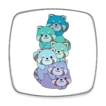 Neptunic Flag Pride LGBTQ Mignon Panda roux Stack - Magnet carré - blanc - Devant
