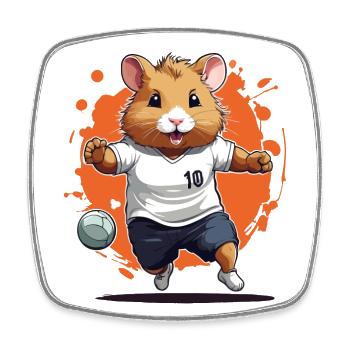 Joueur de handball Hamster Streetwear Style emblématique - Magnet carré - blanc - Devant