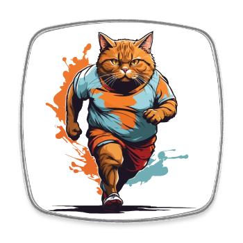 Look de jogging streetwear drôle de gros chat - Magnet carré - blanc - Devant