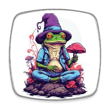 Magic Frog Art psychédélique Champignons forestiers - Magnet carré - blanc - Devant