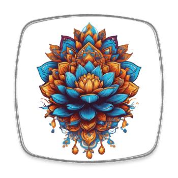 Plume Mandala Fleur de Vie Conception Spirituelle - Magnet carré - blanc - Devant