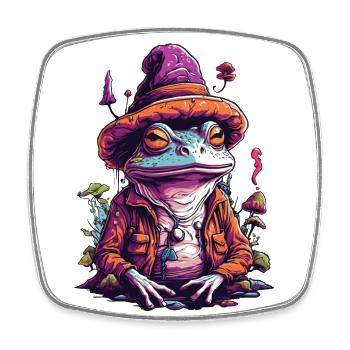 Magic Frog Musique de champignons forestiers psychédéliques - Magnet carré - blanc - Devant