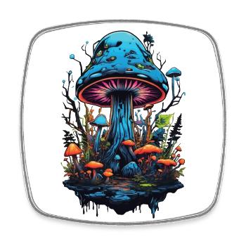 Lebendige Farben Wald Pilze Psychedelic Goa Trance - Viereckiger Kühlschrankmagnet - Weiß - Vorne
