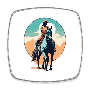 Aesthetic Horses Iconic Design Riders - Square fridge magnet - white - Front