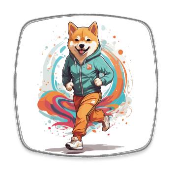 Shiba Dog Streetwear Jogging Aesthetic Fitness - Square fridge magnet - white - Front