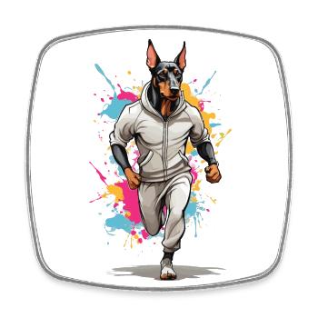 Esthétique du jogging streetwear chien Doberman - Magnet carré - blanc - Devant