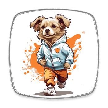 Dog Streetwear Jogging Aesthetic Fitness Style - Square fridge magnet - white - Front