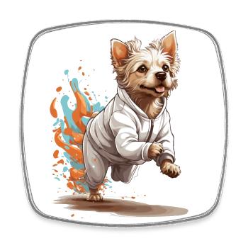 Streetwear Dog Jogging Aesthetic Fitness Style - Square fridge magnet - white - Front