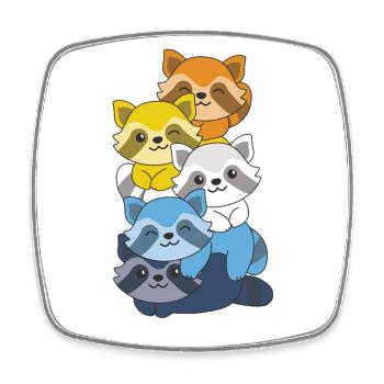 Aroace Flag Pride LGBTQ Cute Raccoon Stack - Square fridge magnet - white - Front