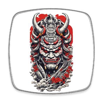 Esthétique Yokai Oni Démon Japonais Ukiyo-E - Magnet carré - blanc - Devant