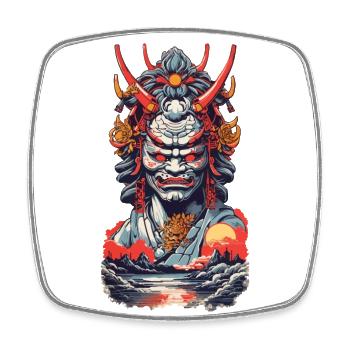Esthétique Yokai Oni Ukiyo-e Démon Japonais - Magnet carré - blanc - Devant